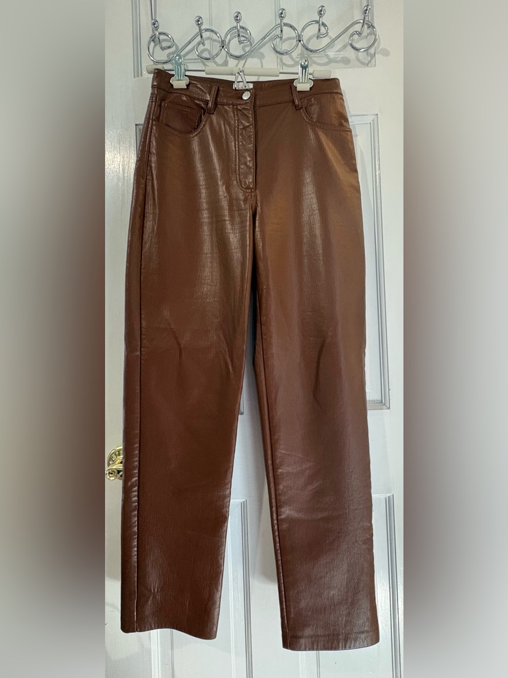 Aritzia Wilfred The Melina High-Waisted Vegan Leather Pants- Brown